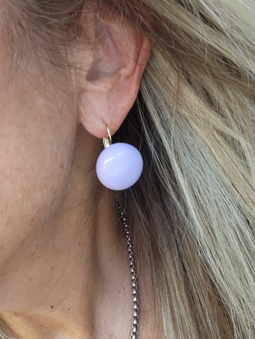 LAVENDER RETRO BALL DROP EARRINGS